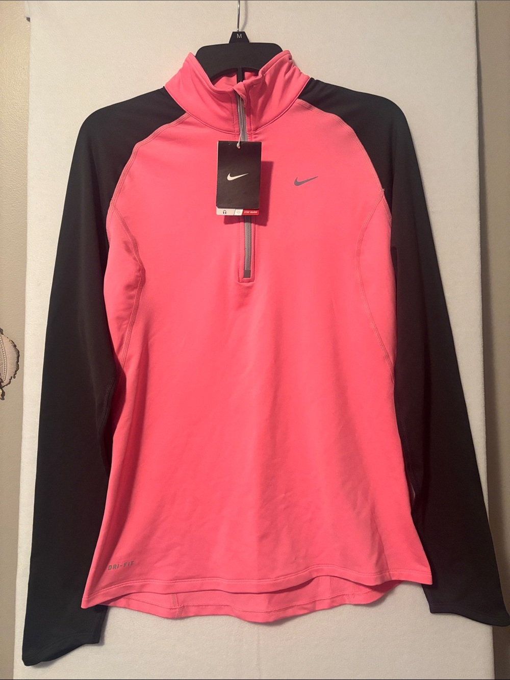 Nike Hot Pink and Black Dri-FIT 1/4 Zip Athletic Pullover